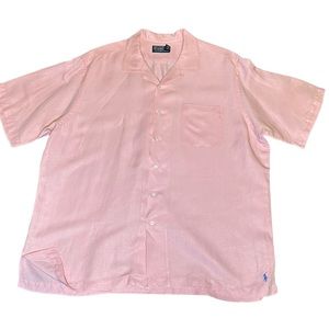 Polo Ralph Lauren Pink Linen Cotton Short Sleeves Button Down Casual shirt